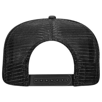 White Black Hat 5 Panel Mesh Trucker Snapback Crown Flat